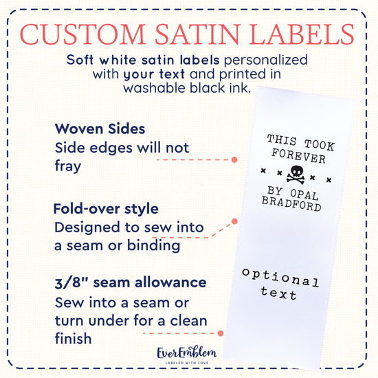 Satin This Took Forever (1.5" wide - Satin) handmade labels personalized tags for handmade items custom tags for handmade items