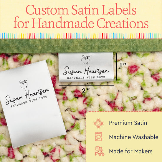 Satin Sewing Icons Large Satin  (2" wide - Satin) name tags to sew in clothes sew on name labels sew in tags