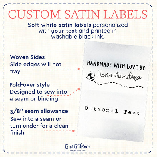 Satin Bumble Bee (2" wide - Satin) Personalized labels fold over