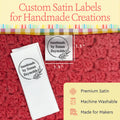 Satin Circle Leaf (1.5" wide - Satin) Sew-in fabric labels custom product labels Custom fabric labels