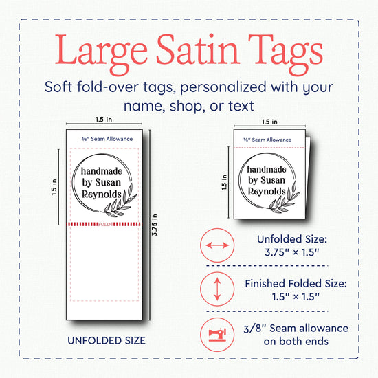 Satin Circle Leaf (1.5" wide - Satin) Sew-in fabric labels custom product labels Custom fabric labels