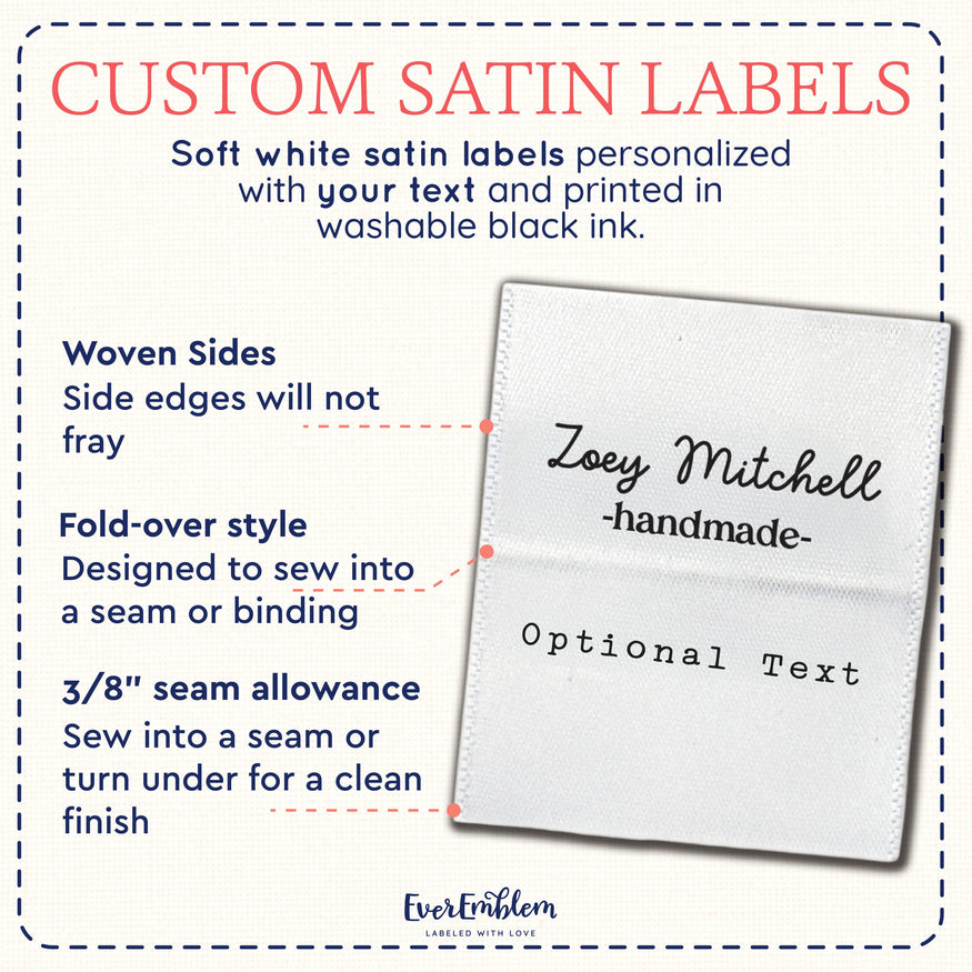 custom dress tags 100 Folded Satin Tags, Clothing Labels, Fabric Sewing Labels, Black Garment melding practicality with enhanced brand prestige. 120pcs Custom Clothing Labels Sew