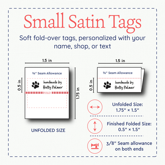 Satin Cute Pet Icons (1.5" wide - Satin) sewing labels personalized sewing labels sewing tags custom sew on labels