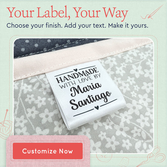 Satin Modern Heart (1.5" wide - Satin) tee tags shirt tag t shirt tag shirt label