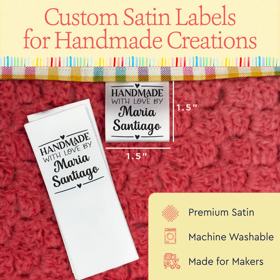 Satin Modern Heart (1.5" wide - Satin) tee tags shirt tag t shirt tag shirt label