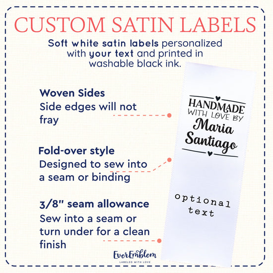 Satin Modern Heart (1.5" wide - Satin) tee tags shirt tag t shirt tag shirt label