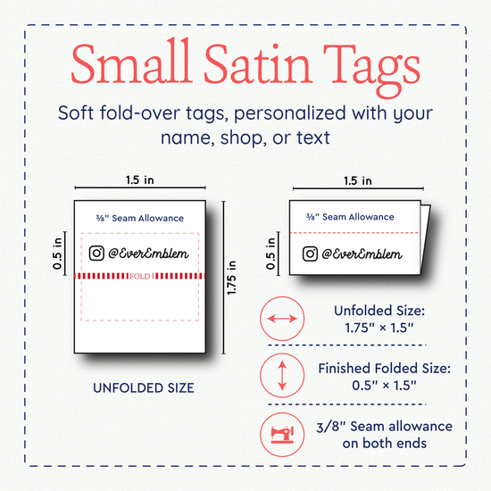 Satin Social Media & Shop Icons (1.5" wide - Satin) woven clothing labels custom t shirt tags label for garments