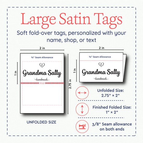 Simple Heart Satin Tag Set (2" wide - Satin)