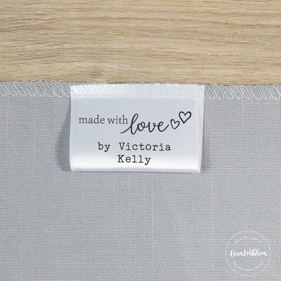 Satin Love Hearts -  2" wide Ribbon sg06 Personalized labels sew on