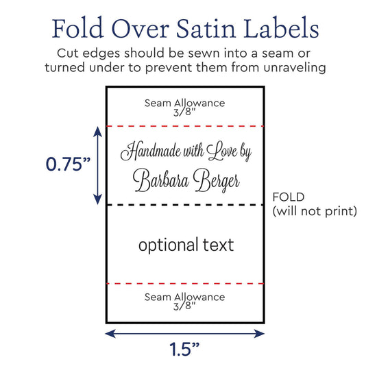 Satin Medium Satin Tags - Text Only, 1.5" Ribbon personalized ribbon labels