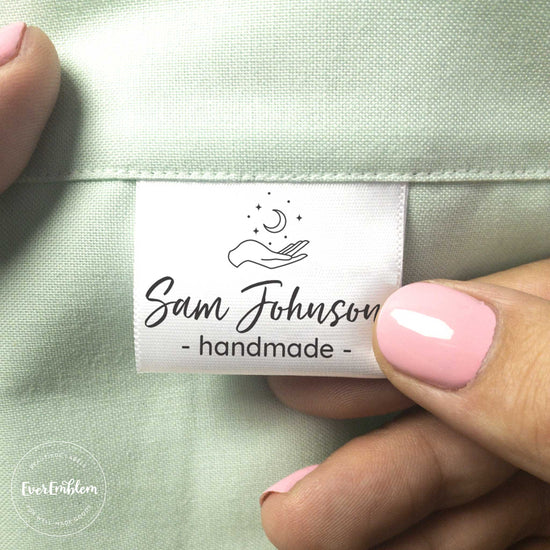Satin Moon & Hand Satin Set custom shirt tags